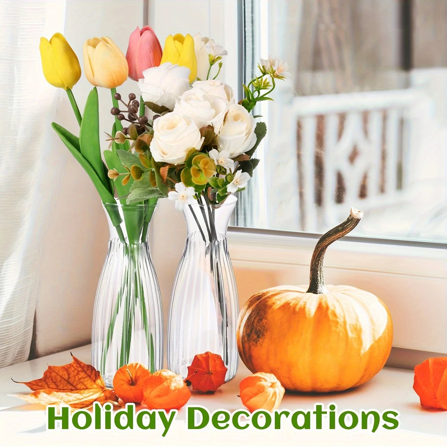 Plastic Transparent Vase - Ideal for DIY Floral Arrangements, Home Decor, Event Decor, Table Centerpieces, Weddings, and Parties