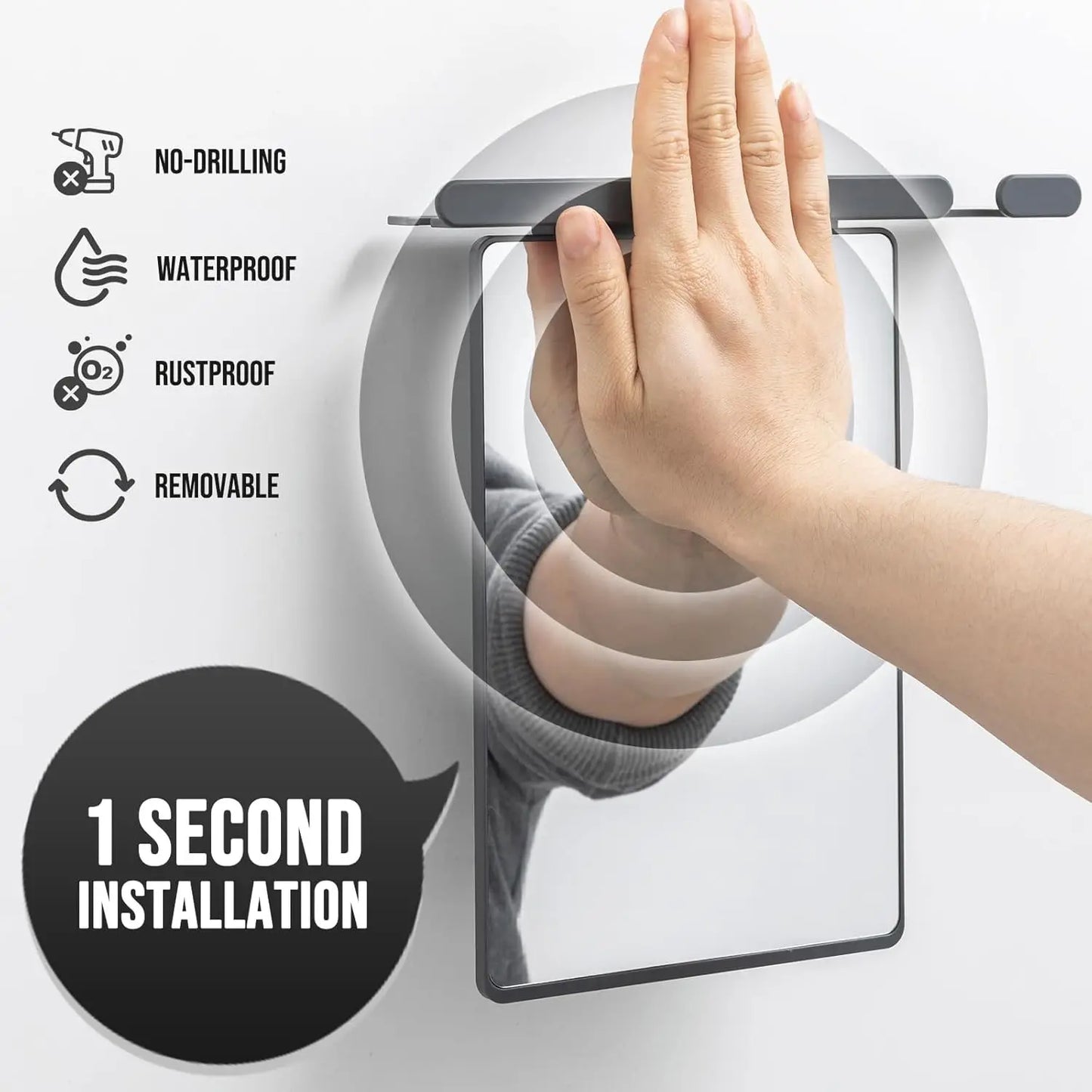 TAILI Acrylic Mirror With Wall Suction Shower Mirror with Razor Holder For Man Shaving Fogless Women Makeup Portable Bathroom