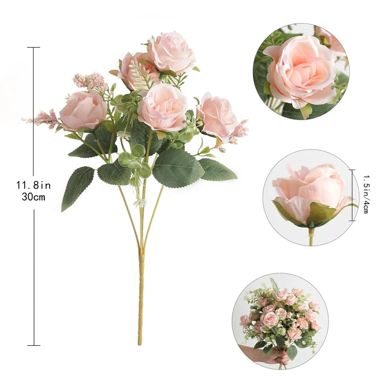 Artificial Rose Flowers Bouquet Silk Fake Flowers for Home Room Decor Garden Wedding Decoration Party Table Center DIY Ornaments