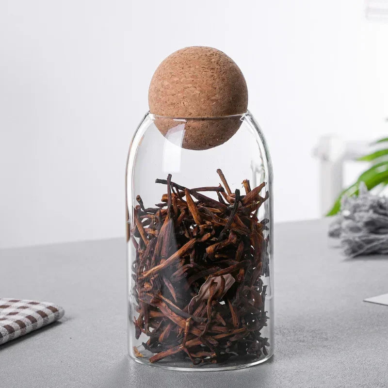Glass Sealed Jar Kitchen Miscellaneous Grain Storage Jar Coffee Bean Transparent Glass Product Storage Jar
