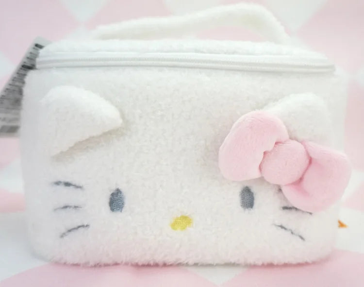 Sanrio Hello Kitty Plush Cosmetic Bag Cute Kuromi My Melody Zipper Large  Women Travel Make Up Toiletry Bag Washing Pouch Pouch