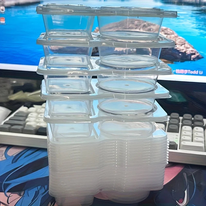 Collapsible Double Compartment Food Containers-Portable Kitchen&Picnic Essentials,Lunch Box Organizer,Transparent Storage