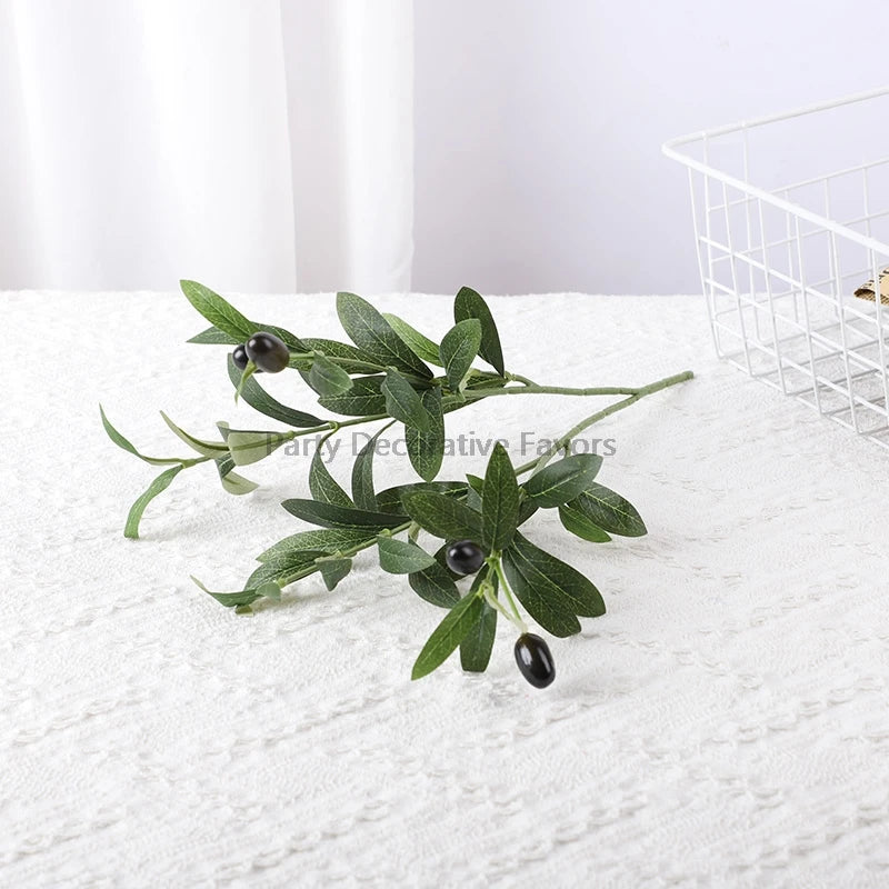 1/3/5Pcs Artificial Plant With Fake Fruit Olive Leaves Tree Branch For Home Garden Vase Decoration Wedding Bouquet Silk Flowers