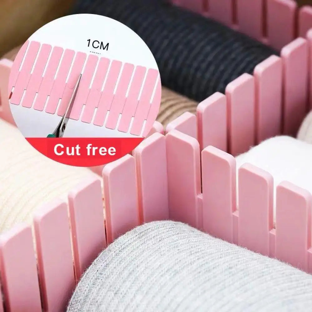 4 Pcs DIY Adjustable Storage Partition Board Plastic Drawer Divider Combination Partition Board Space-saving Cabinet Organizer