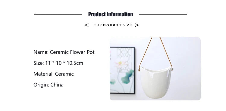 Creative Wall Hanging Flower Plant Pots Succulent Flower Pot Flower Basket White Ceramic Vase Garden Decoration planters