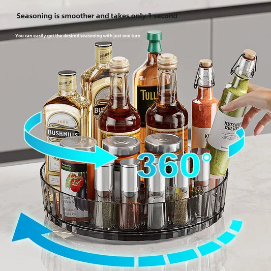 360° Rotating Plastic Storage Bins|Clear Cabinet Organizer for Kitchen/Pantry/Fridge/Cosmetic |Space-Saving Round Container