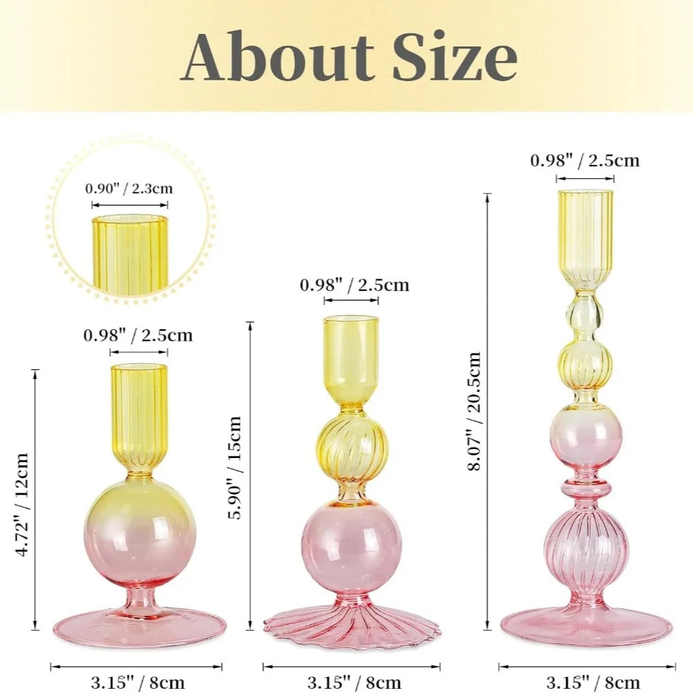 3Pcs/set Glass Candle Holders Crystal Ribbed Candlestick Romantic Wedding Candelabra Home Decor Vase Table Centerpieces Wedding