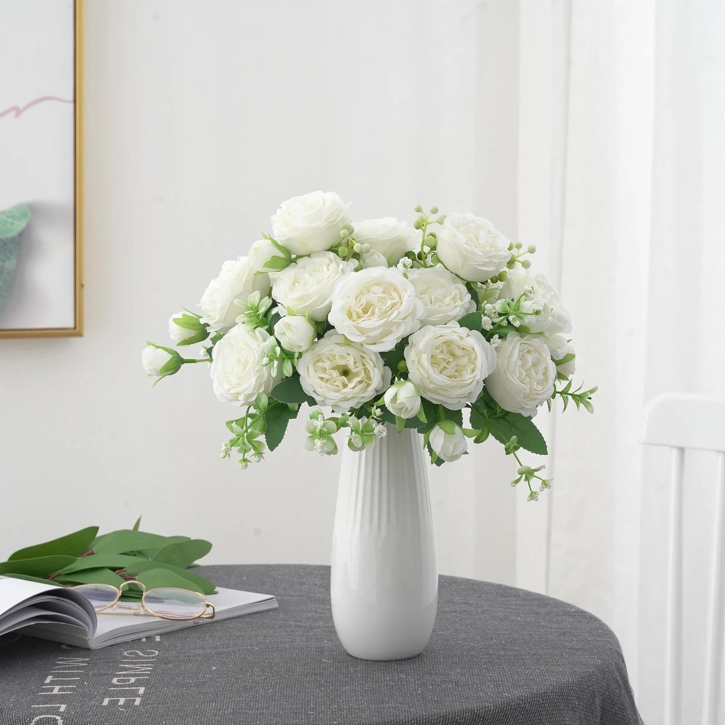 1pc Artificial Flower for Decoration Fake Flowers Silk Peony Faux Bouquet Plastic Arrangements for Home Bridal Wedding Party