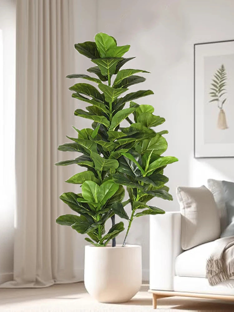 3.9FT Tropical Tree Large Artificial Ficus Plants Branches Plastic Fake Leafs Green Banyan Tree For Home Garden Room Shop Decor