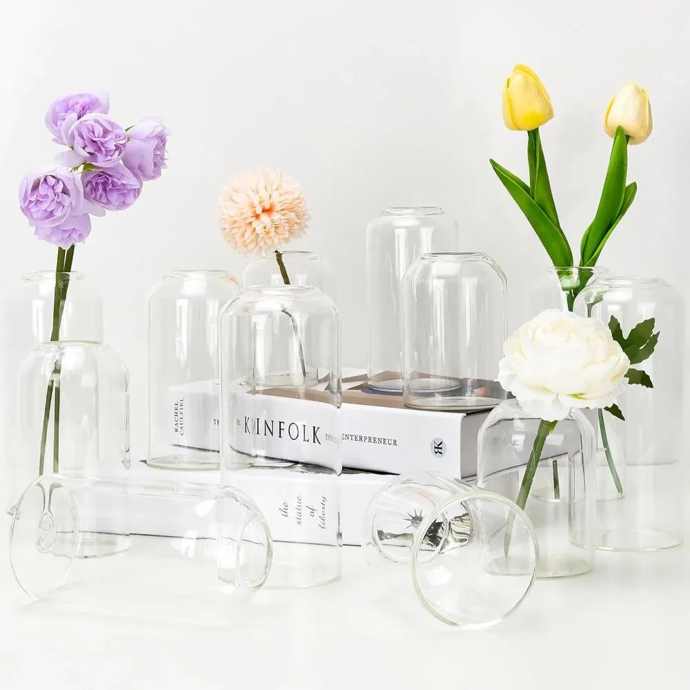 3Pcs/set Glass Bud Vases Clear Flower Vase for Centerpieces, Small Flowers Vases, Bathroom Decor for Home Wedding