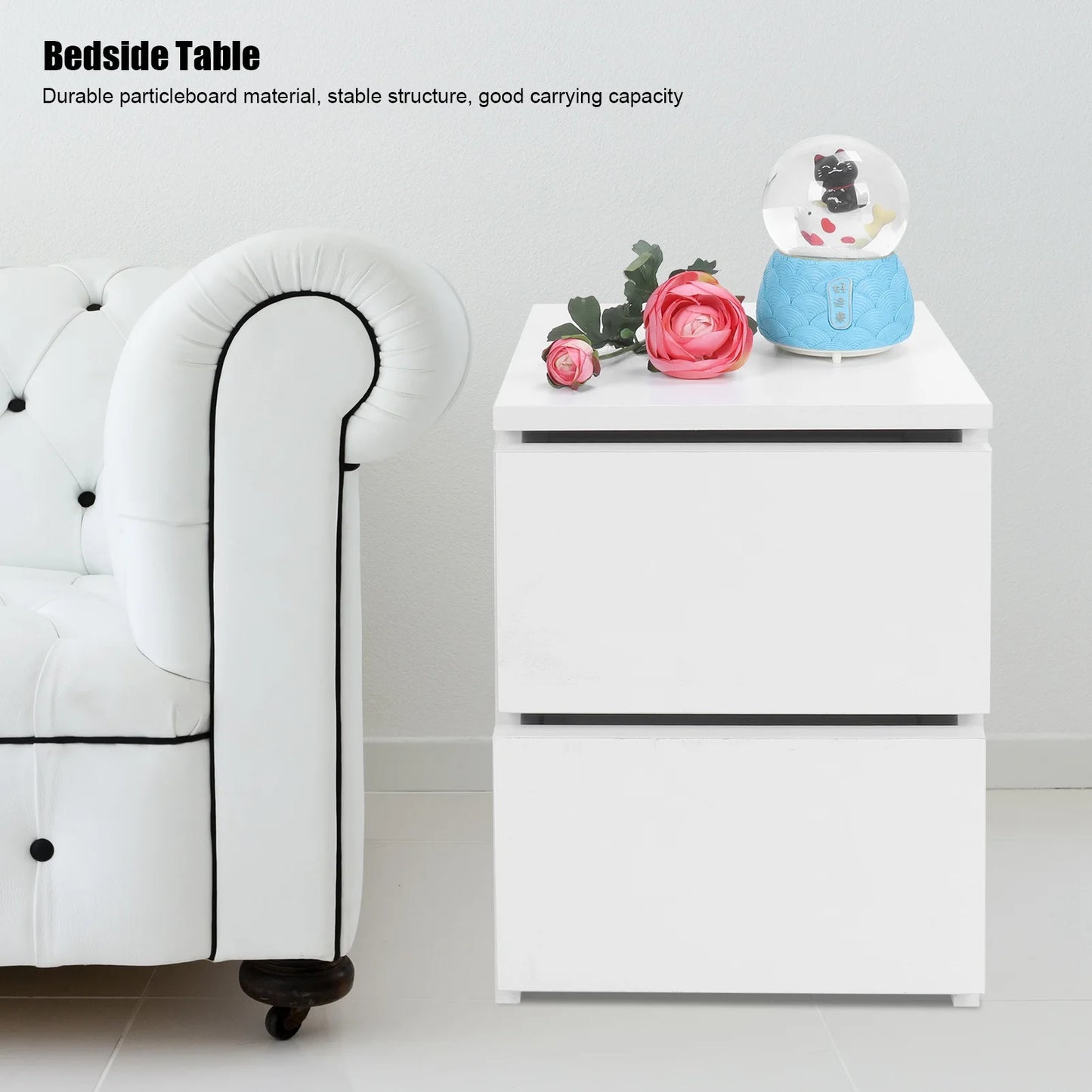 Bedside Table with 2 Drawers Modern Night Stand Table for Home Bedroom Living Room Side Table Nightstand Night Table Bedside