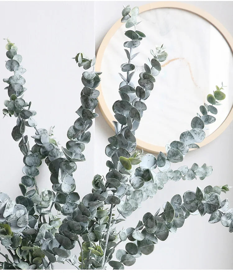 Real touch artificial eucalyptus branch leaf plants long leaf fake plants home decor dried artificial flowers wedding decoration
