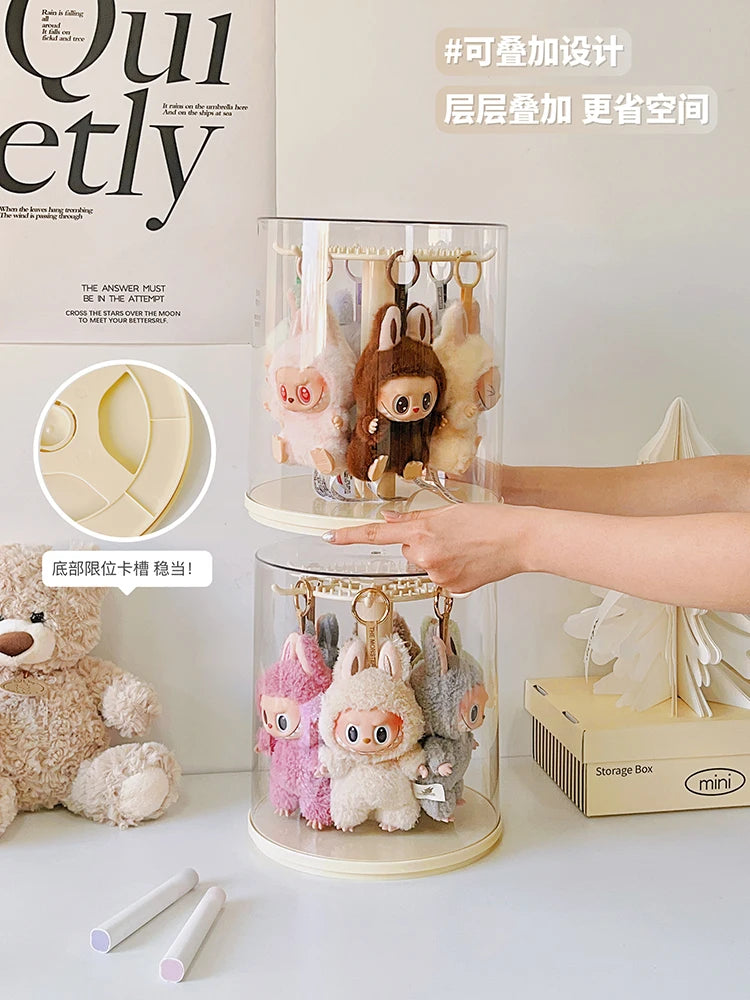 Labubu Pendant Display Box Rotating Transparent Labubu Doll Handmade Blind Box Storage Display Rack Decoration In Stock