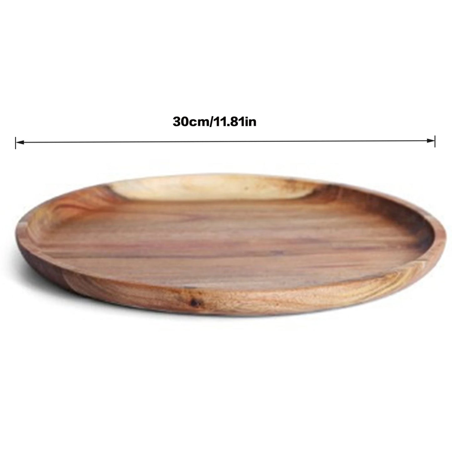 20/25/30cm Acacia Wood Serving Platter Tray Retro Round Pizza Salad Plate Fruit Dessert Tray Wooden Bread Cake Snacks Dishes
