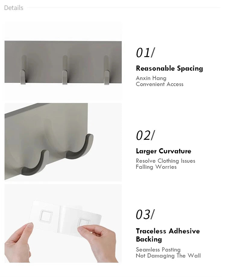 Kitchen Storage Rack Wall Mounted Non Perforated Household Kitchenware Storage Hook Multi Functional Hook Behind Bathroom Door