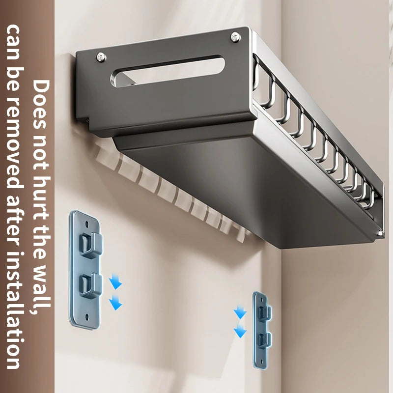 Kitchen Bowl Plate Drying Storage Shelf Wall Mounted Dish Drainer Rack Multifunction Chopsticks Spoon Tableware Dish Holder