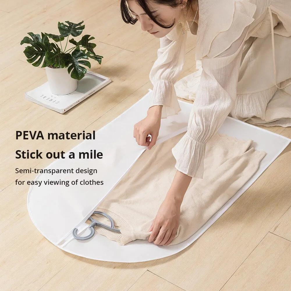 3pcs/4pcs Clothes Dustproof Bag Household Transparent Waterproof Coat Suit Cover Washable Hanging Pocket Clothing Organizer