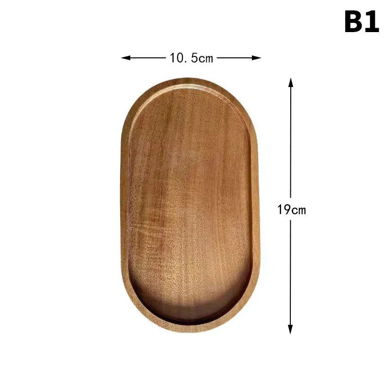 1PC Wooden Serving Trays Oval Wood Tray Platters for Serving Food Dishes Dinner Plates Solid Wood Round Dessert Plate