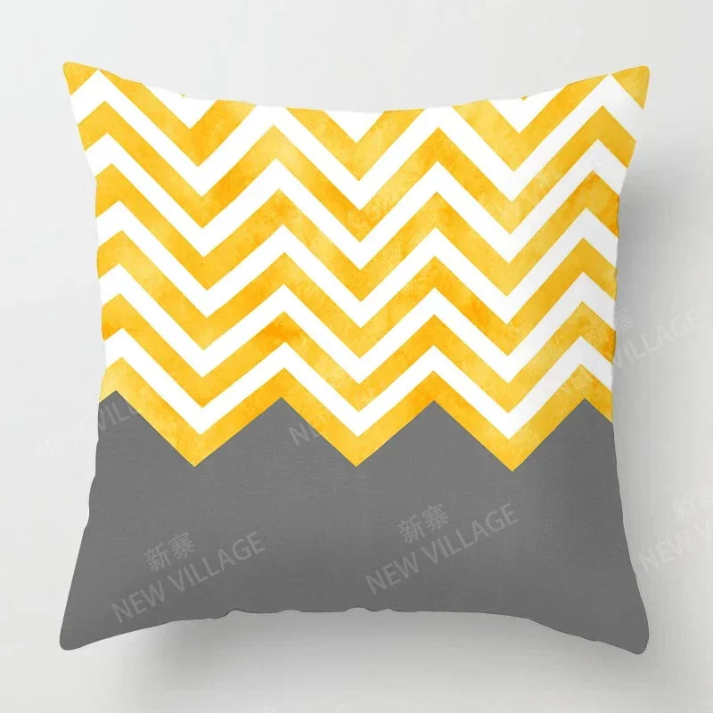 Upgrade your living room decor with a stylish geometric cushion cover in yellow and white Home Decor 45x45 40x40 50x50 60x60