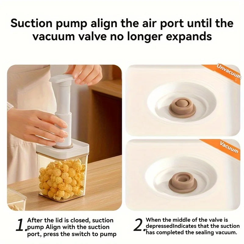 Vacuum Seal Container Moisture-Proof Food Storage Container with Dustproof Lid for Coffee Beans Cereals Rice Storage Box
