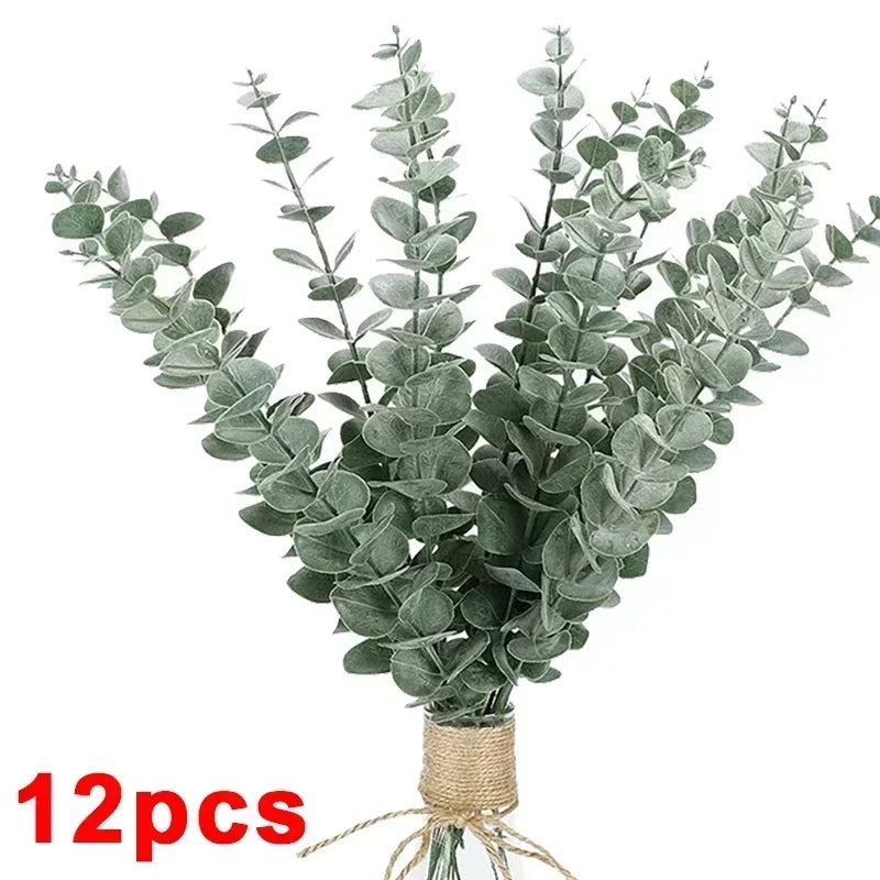10/36PCS Artificial Eucalyptus Stems Green Leaves Eucalyptus Branches Flower Bouquet Wedding Christmas Decoration Fake Plant
