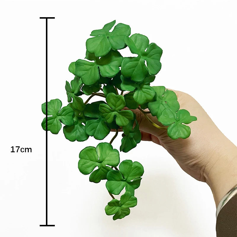 Artificial Plant Mini Bouquet Copper Coin Grass Soft Glue Fake Green Plants Wall Hanging for Home Office Garden Decoration