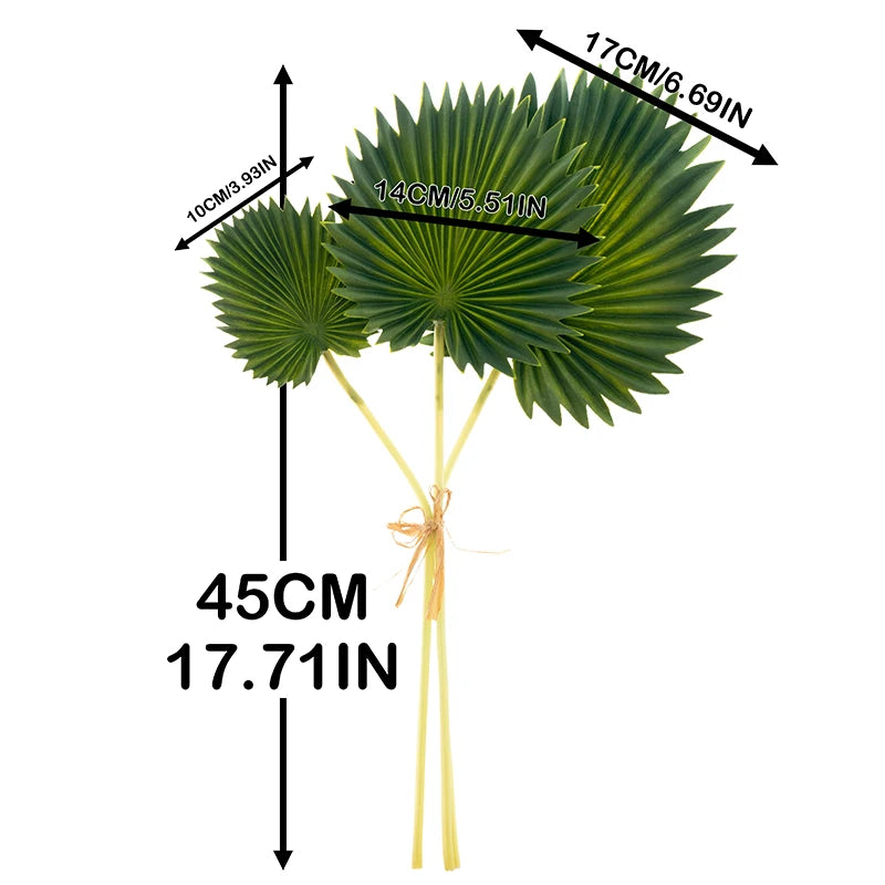 Artificial Fake Plant Green Palm Turtle Back Leaves PU Material Decorative Garden Leaves Potted Household Living Room Articles