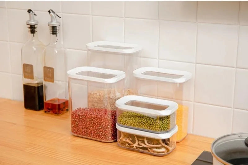Sealed Grain Storage Box Transparent Food Cereal Kitchen Storage Container Rice Tank Barrel Coffee Bean Organizer Kitchen Tools