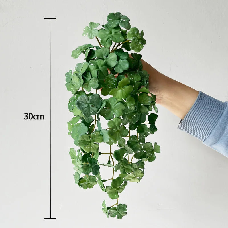 Artificial Plant Mini Bouquet Copper Coin Grass Soft Glue Fake Green Plants Wall Hanging for Home Office Garden Decoration
