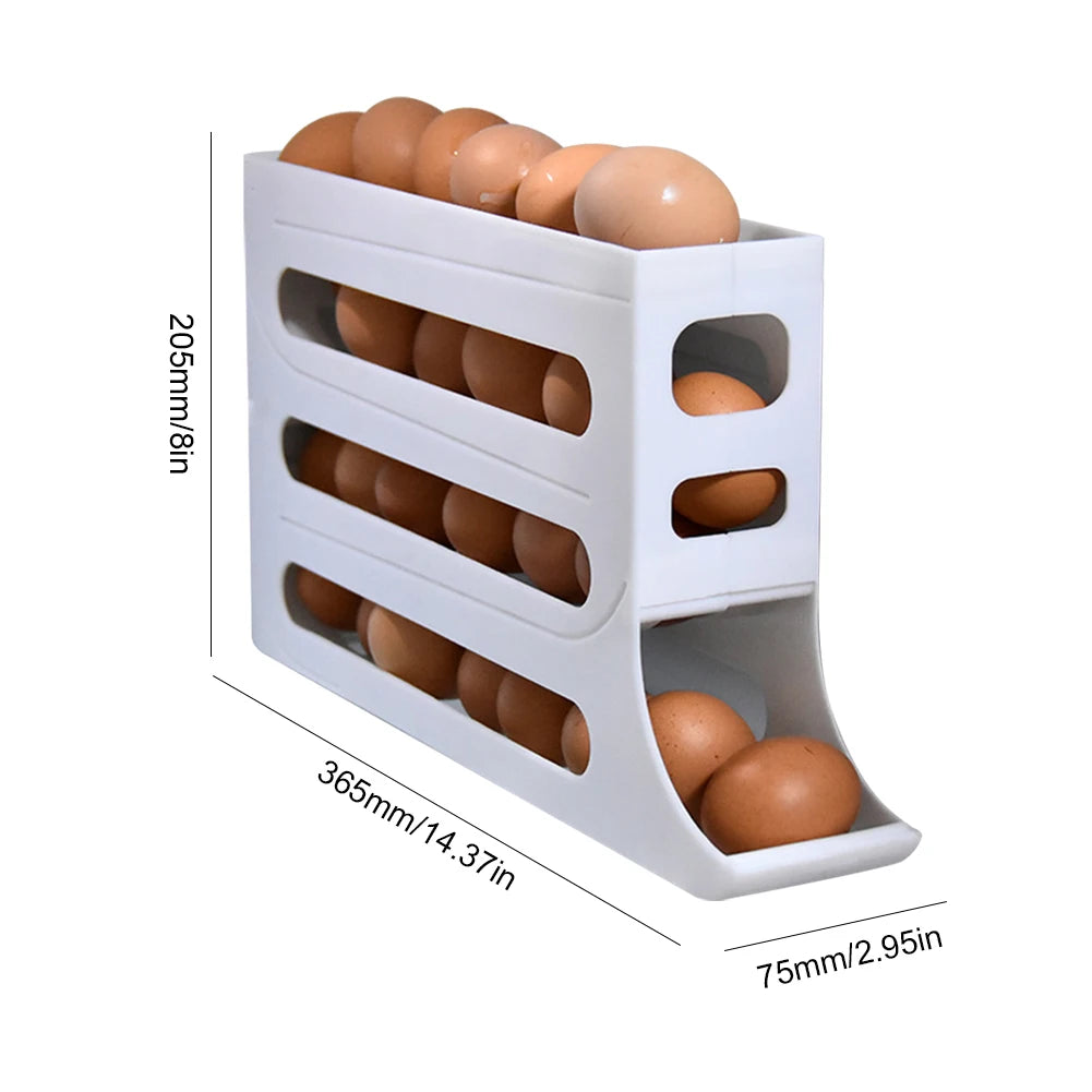 4 Layers Automatic Rolling Egg Storage Holder Fridge Eggs Storage Box Container Kitchen Organizer Refrigerator Egg Dispenser