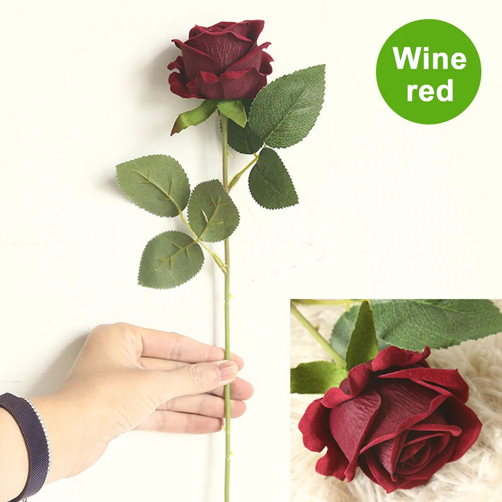 1/3Pcs Artificial Flowers Bouquet Red Velvet Fake Rose Flower for DIY Wedding Home Decoration Mothers Day Valentine's Day Gifts