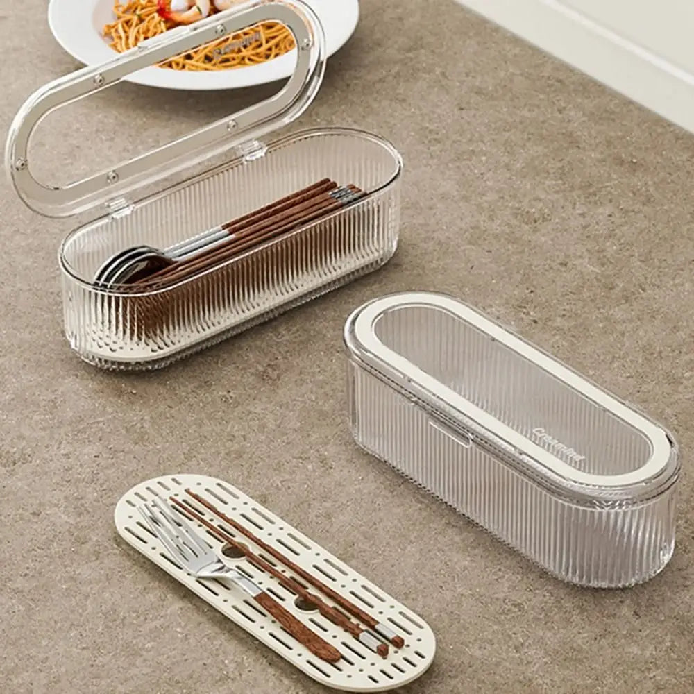 Kitchen Chopstick Organizer Cutlery Storage Box Chopstick Dinnerware Holder with Drain Tray for Utensils Drawer Spoons Cutlery