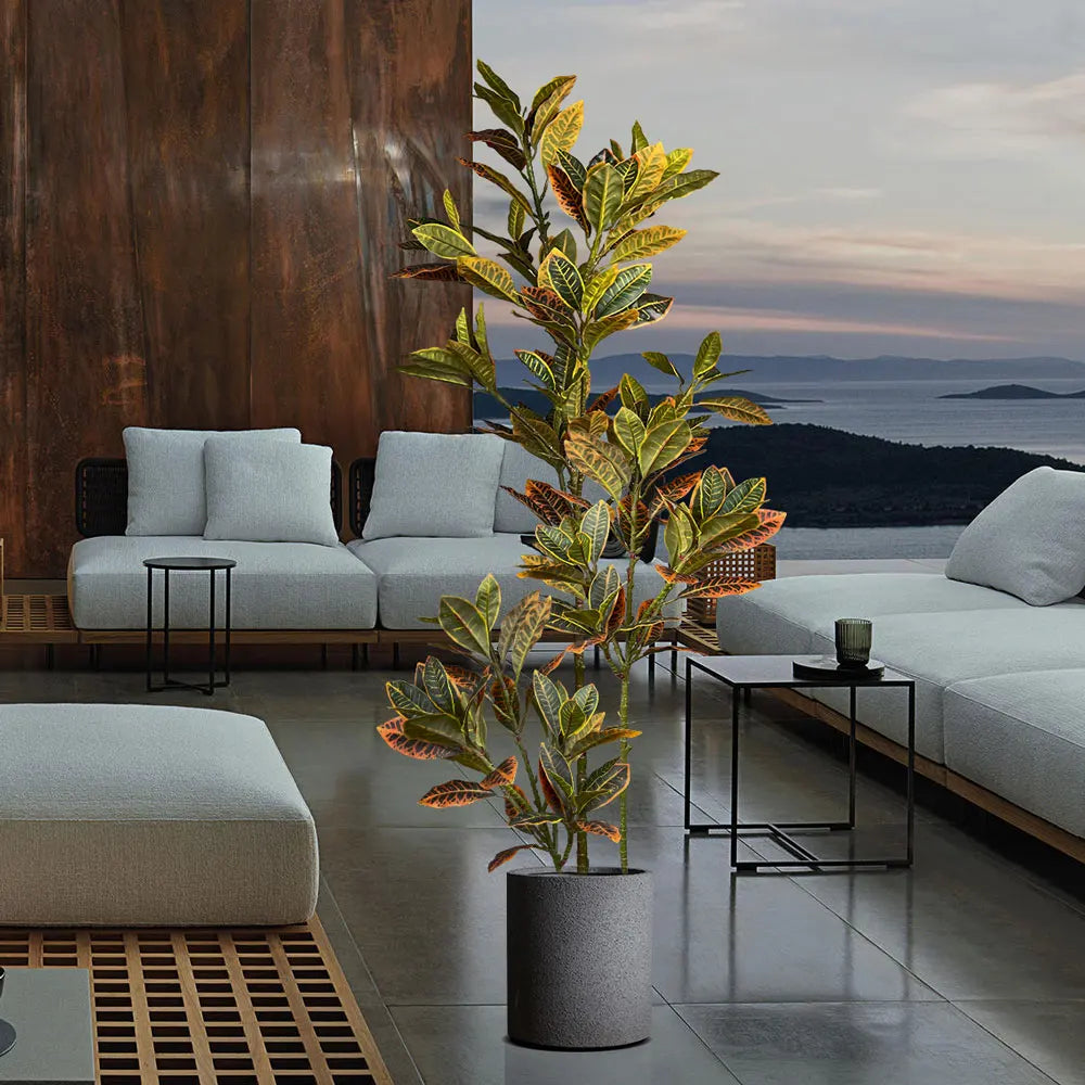 80-120cm Artificial Large Tropical Plant Branch Fake Magnolia Leaves Plastic Banyan Tree Branch for Home Garden Party Decoration