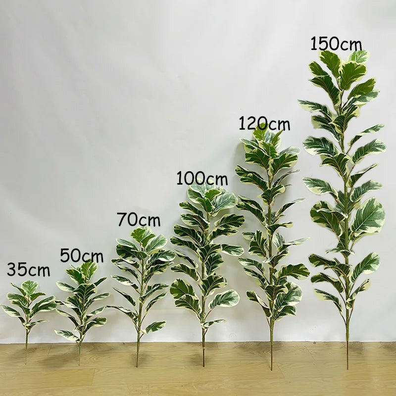 35-150cm Tropical Tree Artificial Rubber Tree Fake Tree Artificial Plants Faux Banyan Tree for Home Garden Room Shop Decor