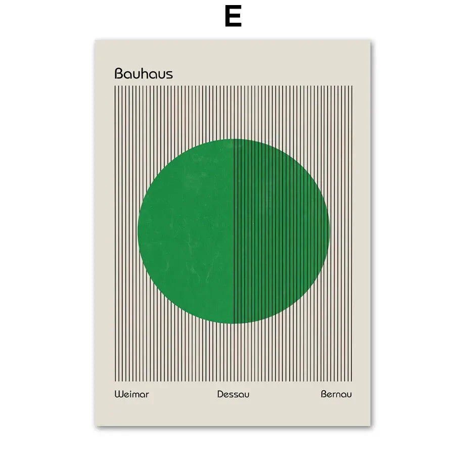 Scandinavian Modern Minimalist Wall Art Abstract Bauhaus Green Beautiful HD Canvas Poster Prints Home Bedroom Living Room Decor