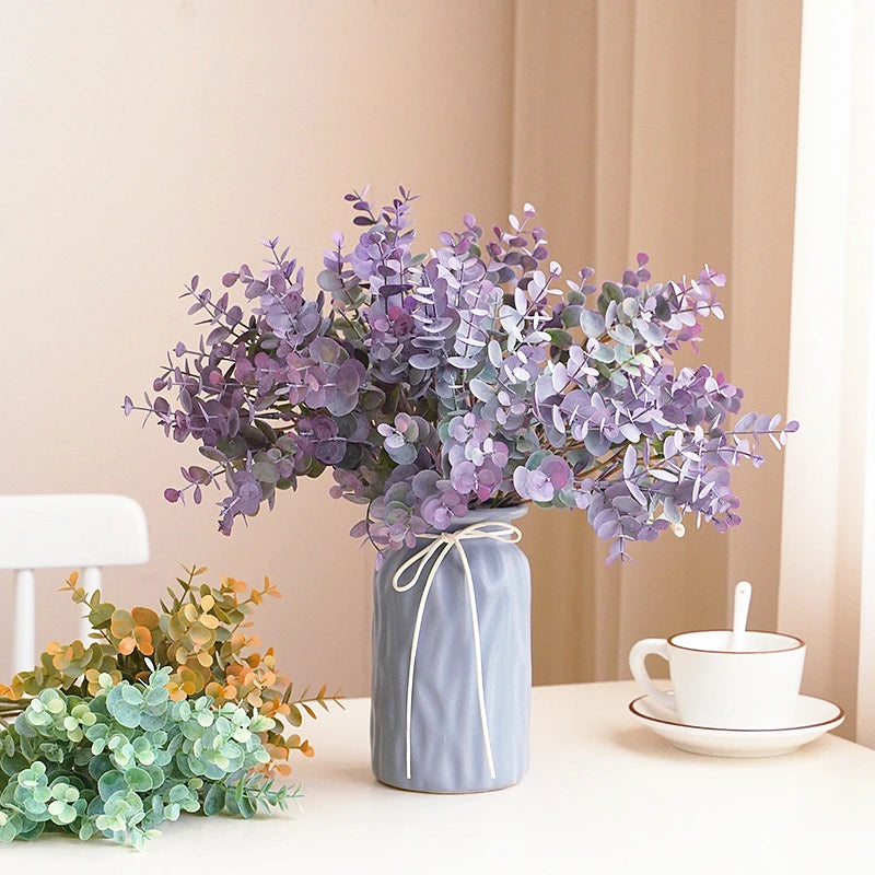 Artificial Eucalyptus Fake Plants Bouquet  Plastic Fake Leaf Flower Arrangement Material Party Home Wedding Decor Accessories
