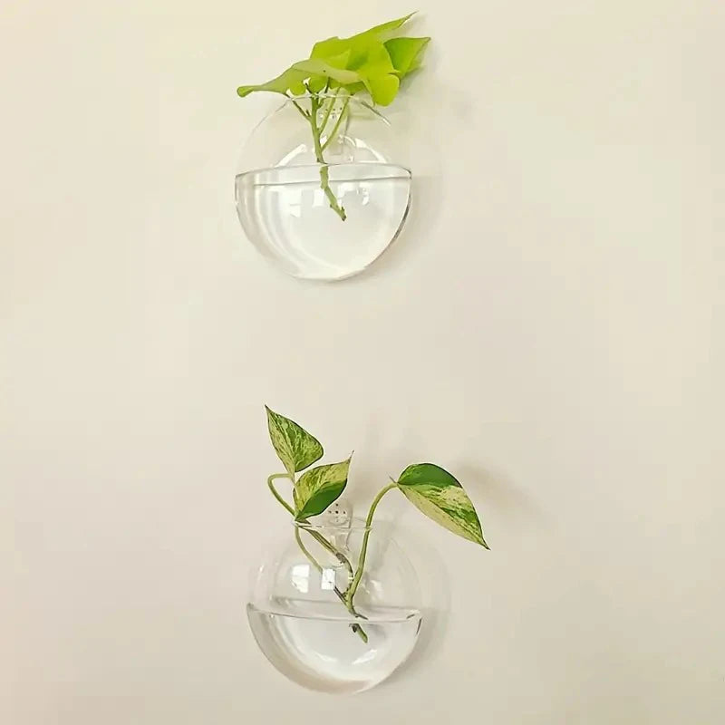 Transparent Glass Flat Vase Wall Hanging Hydroponic Container Terrarium Fish Tanks Potted Plant Flower Pot Home Garden Decorate