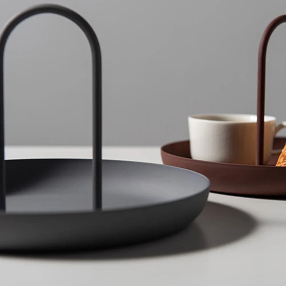 Nordic Tray Round  Portable Tray With Handle for Sundries And Small Objects Desktop Home Decor For Necklace Jewelry Storage