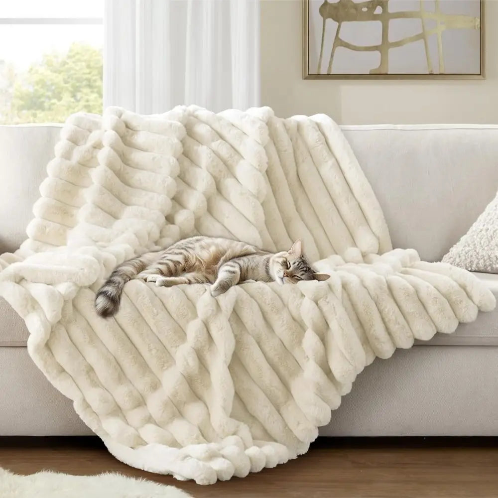 New Cotton Warm Blanket Spandex Solid Color Throw Blanket Double Sided Ultra Soft Plush Striped Blankets Home Office