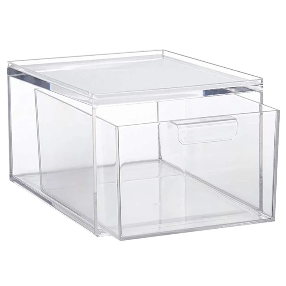 Clear Drawer Style Removable Stackable Storage Box Plastic ganizer Containers With Drawers Stacking Pull Out Bins Jewelry Case