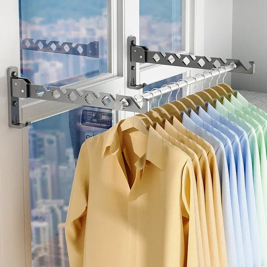 Clothes Drying Rack Adjustable Angle Clothes Hanger Wall-mounted Coat Dryer Collapsible Clothing Organizer Large Loading-bearing