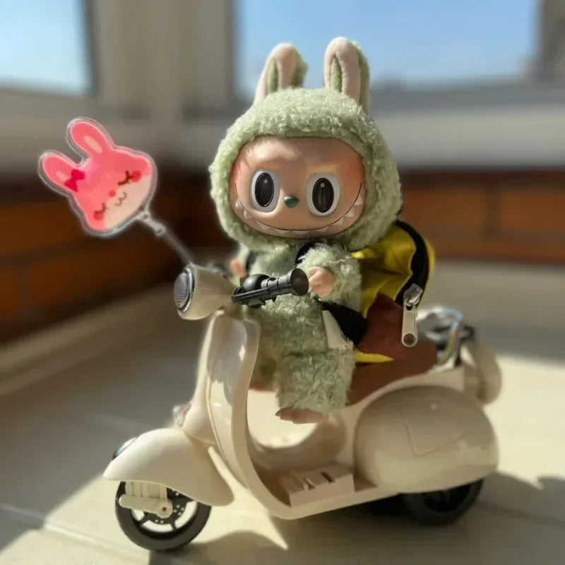 Labubu Doll Mini Electric Motorcycle Fun Cute Doll Toys With Lights and Music DIY Kid Christmas Gift labubu Doll Accessories,