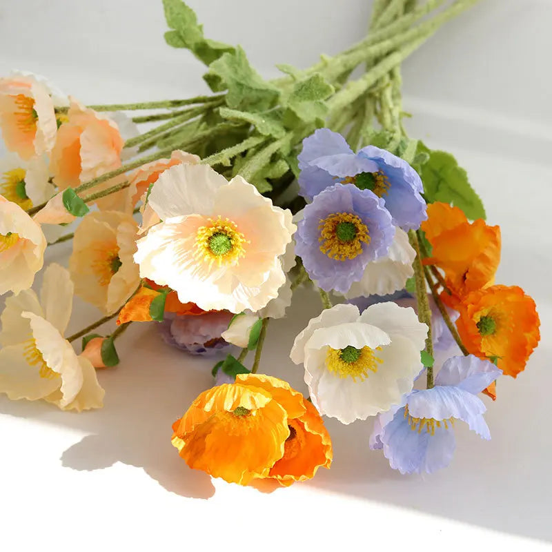 Artificial Silk Flowers Simulation Poppies Wedding Decoration Long Fake Poppy Branch Home Table Decor Ornaments Wedding Flowers