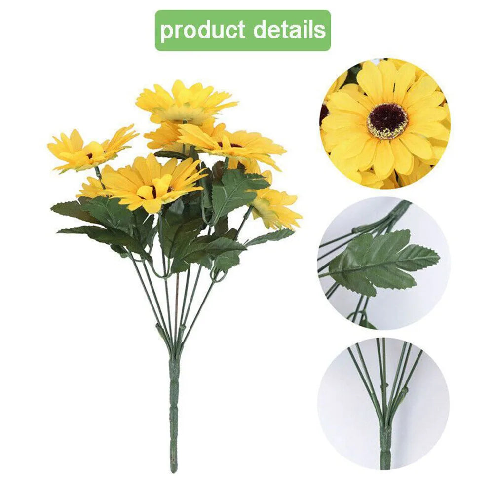 7 Heads Artificial Sunflower Bouquet Silk Fake Flower DIY Wedding Home Party Festival Decor Gift Centerpieces Living Room Supply