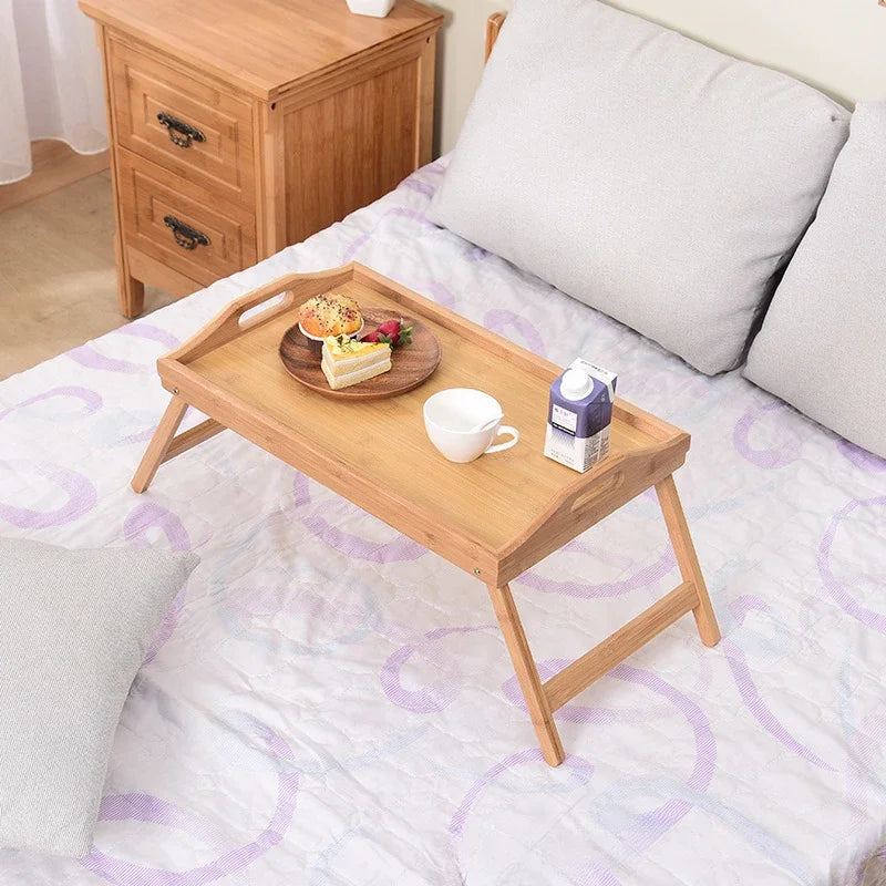50x30x23.5cm Natural Bamboo Bed Tray Wooden Breakfast Snack Laptop Foldable Tray Adjustable Reading Desk in Bed Kitchen Tool