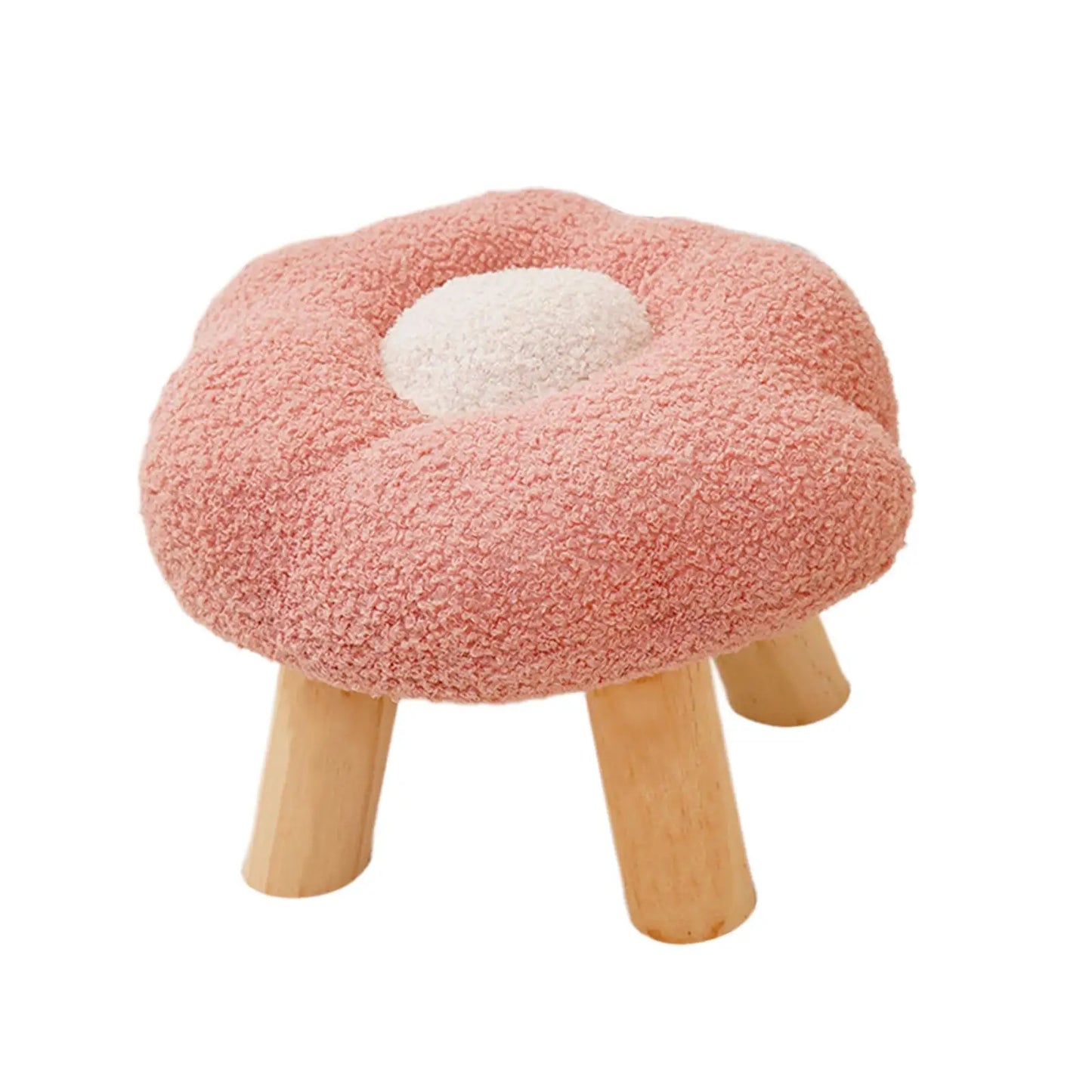 Wooden Small Foot Stool Non Slip Foot Rest Under Desk Footrest Ottoman Soft Stool for Playroom Apartment Porch Bedroom