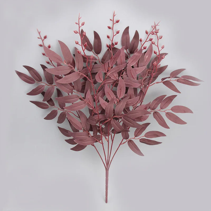 5 Branches Silk Artificial Willow Bouquet Fake Green Leaves Party Wedding Backdrop Decoration Faux Foliage Vine DIY Plant Wreath