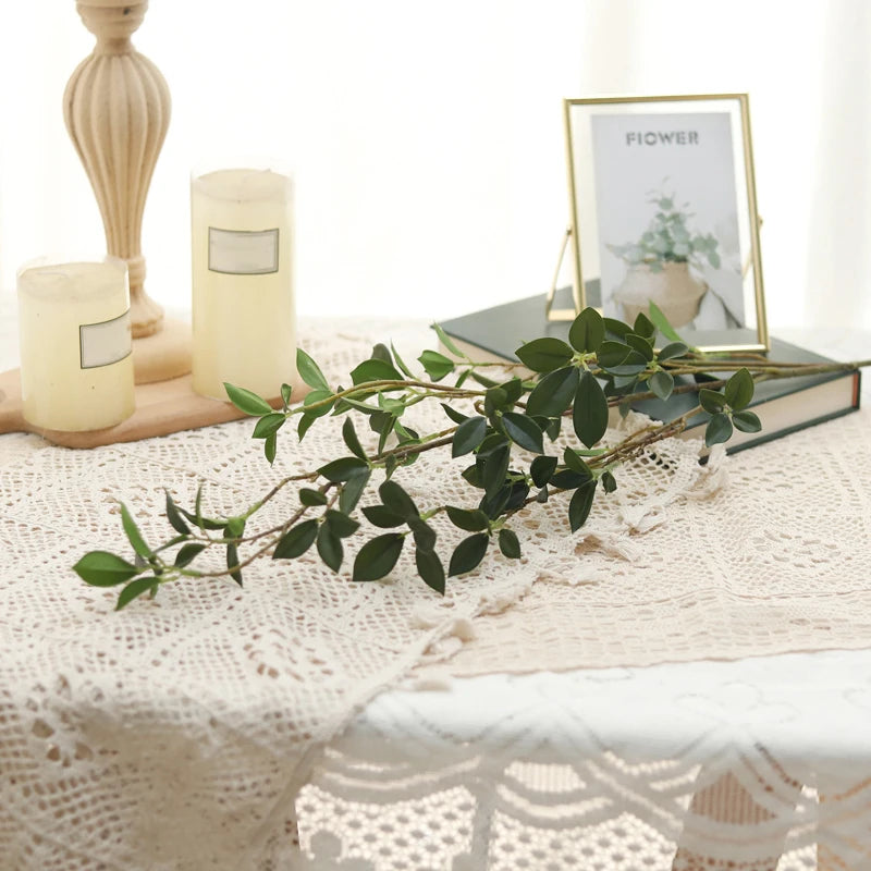 Artificial Long Branch Ficus Green Leaves Tree Branches For Fake Plants Home Wedding Backdrop Party Living Room Decoration Props