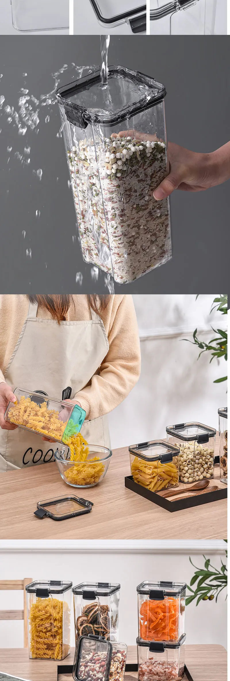 Food Storage Containers Kitchen Storage Tissue Preservation Transparent Containers Multigrain With LIDS Household Airtight Cans