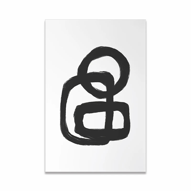 Scandinavian Minimalist Wall Art Modern Black and White Abstract Oil Painting Poster Print Home Bedroom Living Room Decoration
